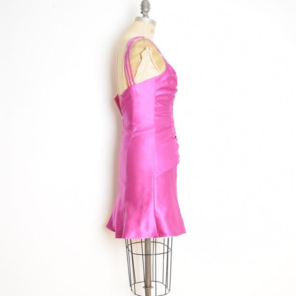 vintage Y2K party dress Jessica McClintock fuchsia satin short prom mini XS - Picture 5 of 9